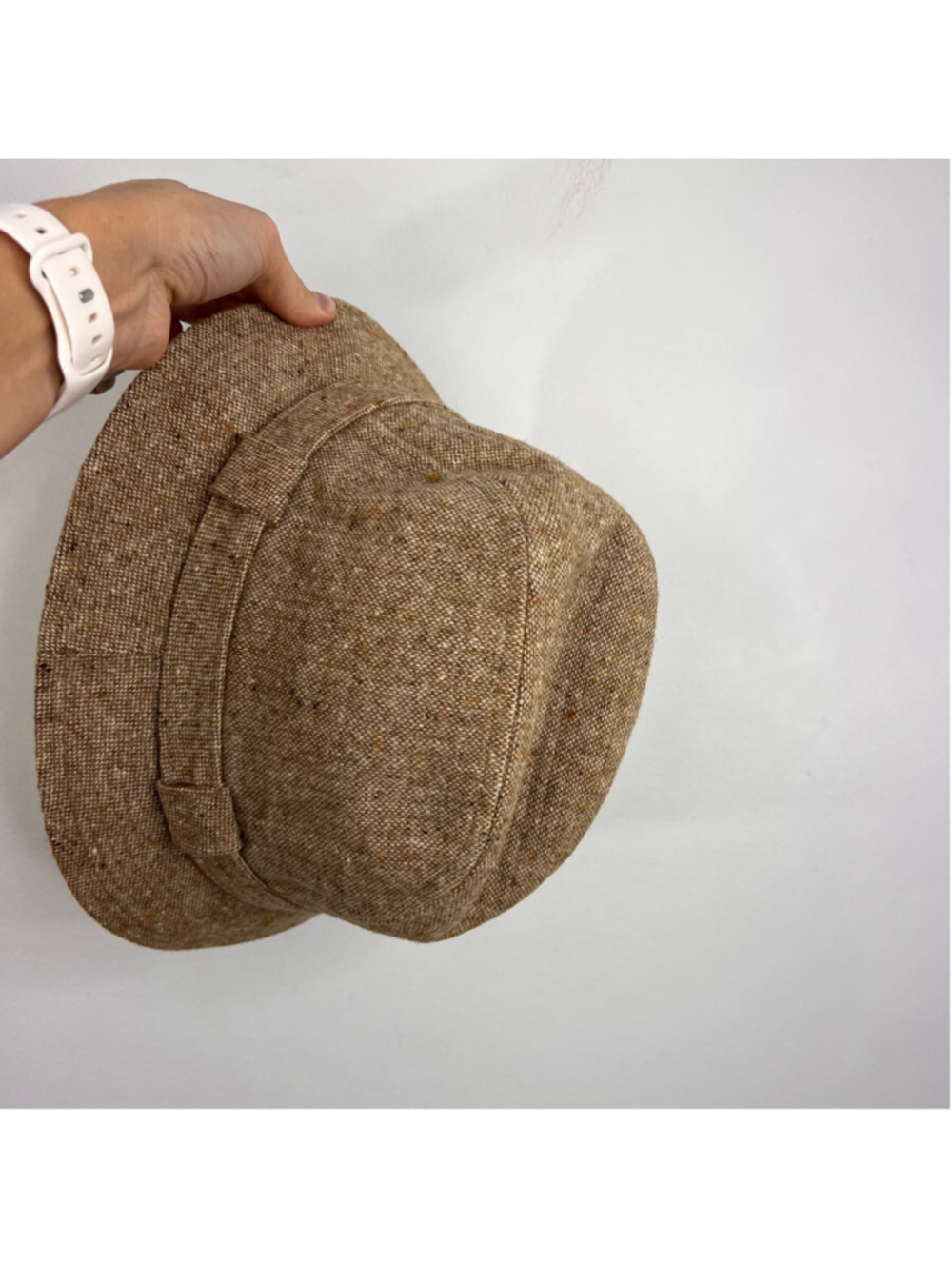 Vintage 70s Biltmore union made tan brown wool blend tweed fedora grandpa hat L - Picture 6 of 13